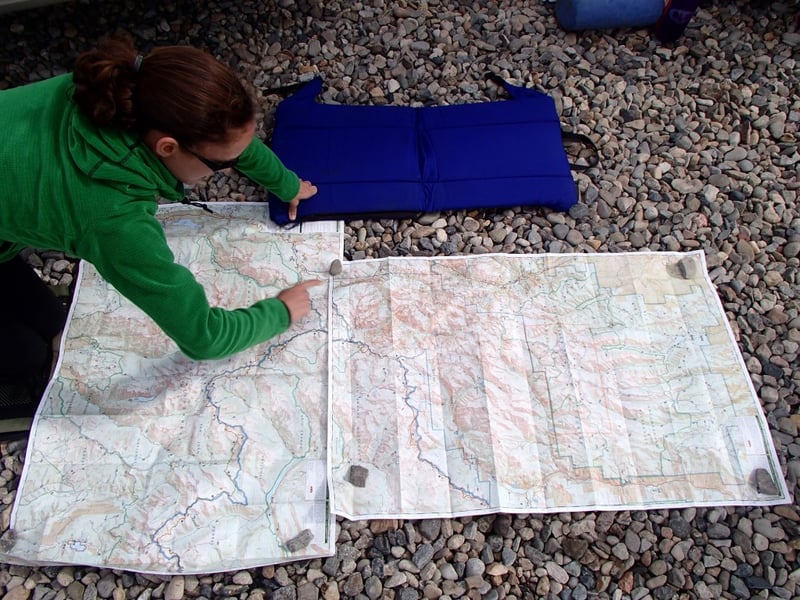 Elizabeth geeking out about Weminuche Wilderness maps.
