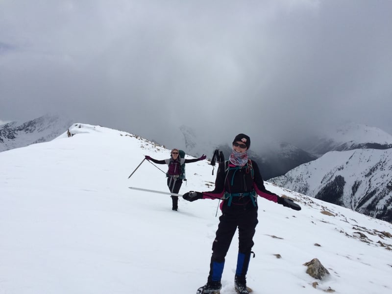 ladies enjoying snow travel on 13, 823 "Lackawanna" in Colorado