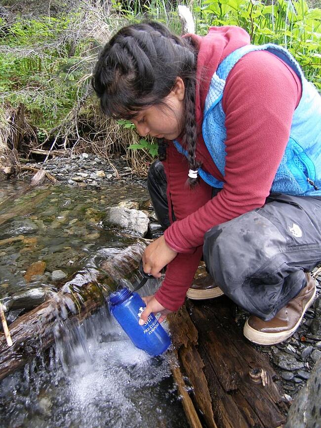 Filling a water bottle