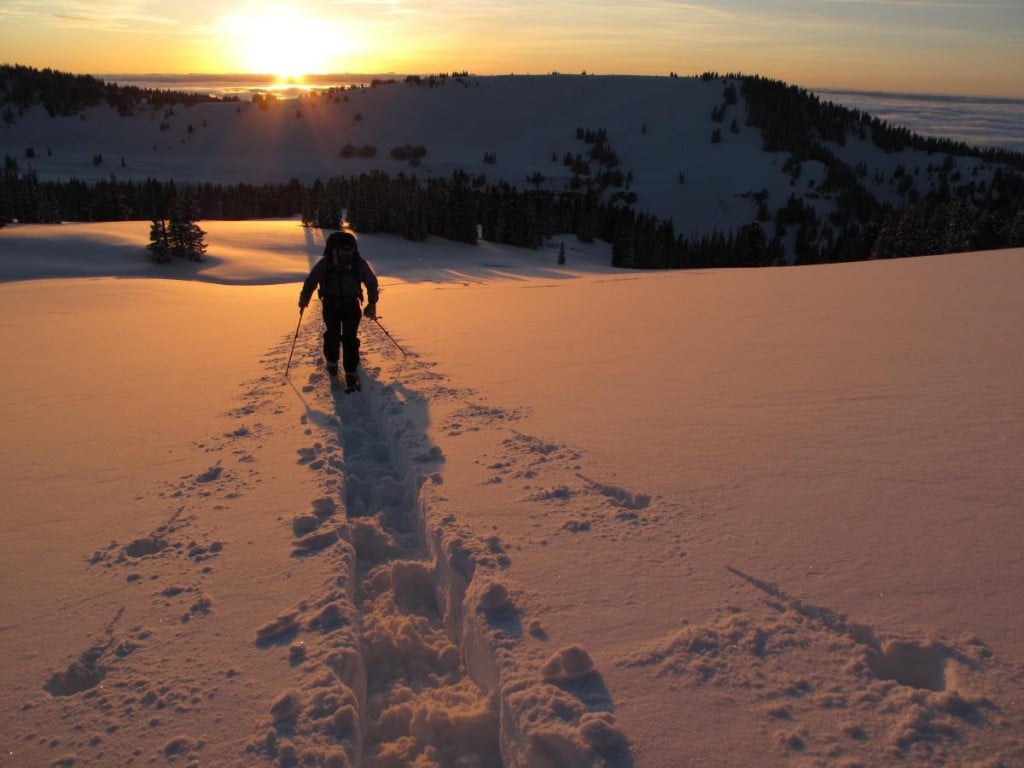 Backcountry splitboarding in the Tetons