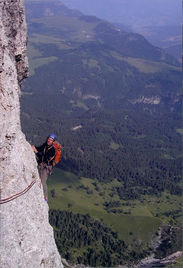 Peter Metcalf climbing the Dolomites