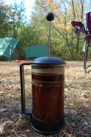 Full french press in a campground