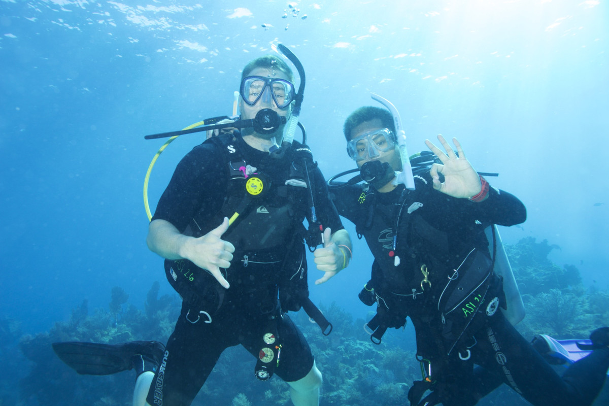 People scuba diving