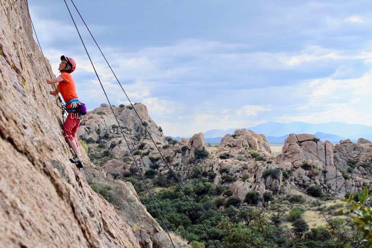 Climber mock leading