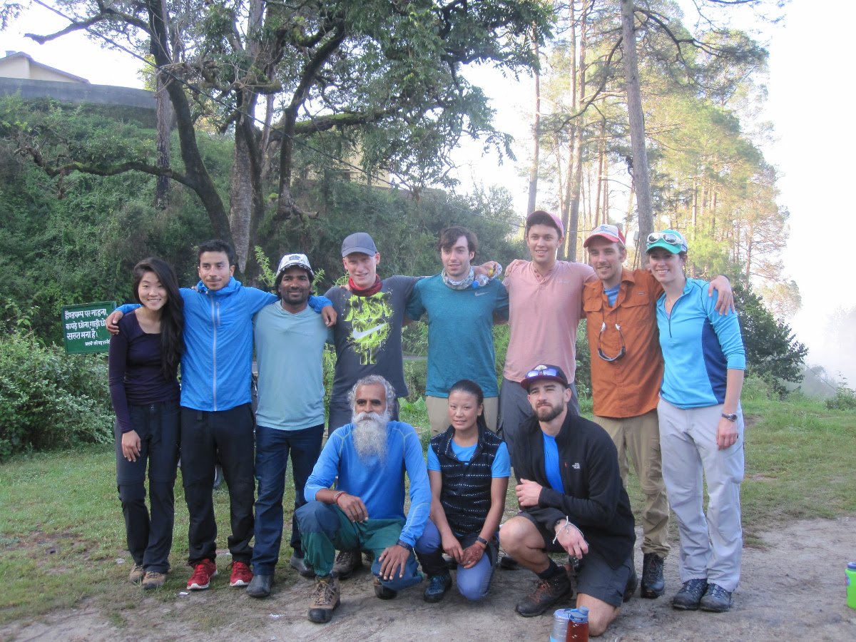 11 NOLS students and instructors pose for a group shot at NOLS India before heading into the mountains