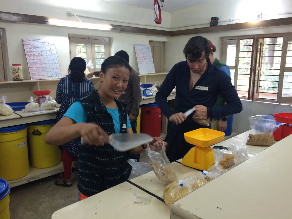 NOLS students prepare rations for a mountaineering expedition