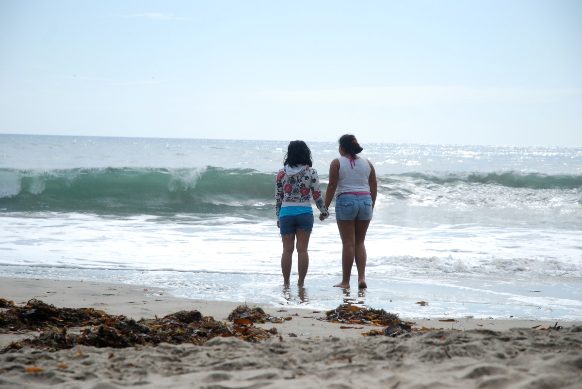 Enjoying the ocean on the beach during an outing