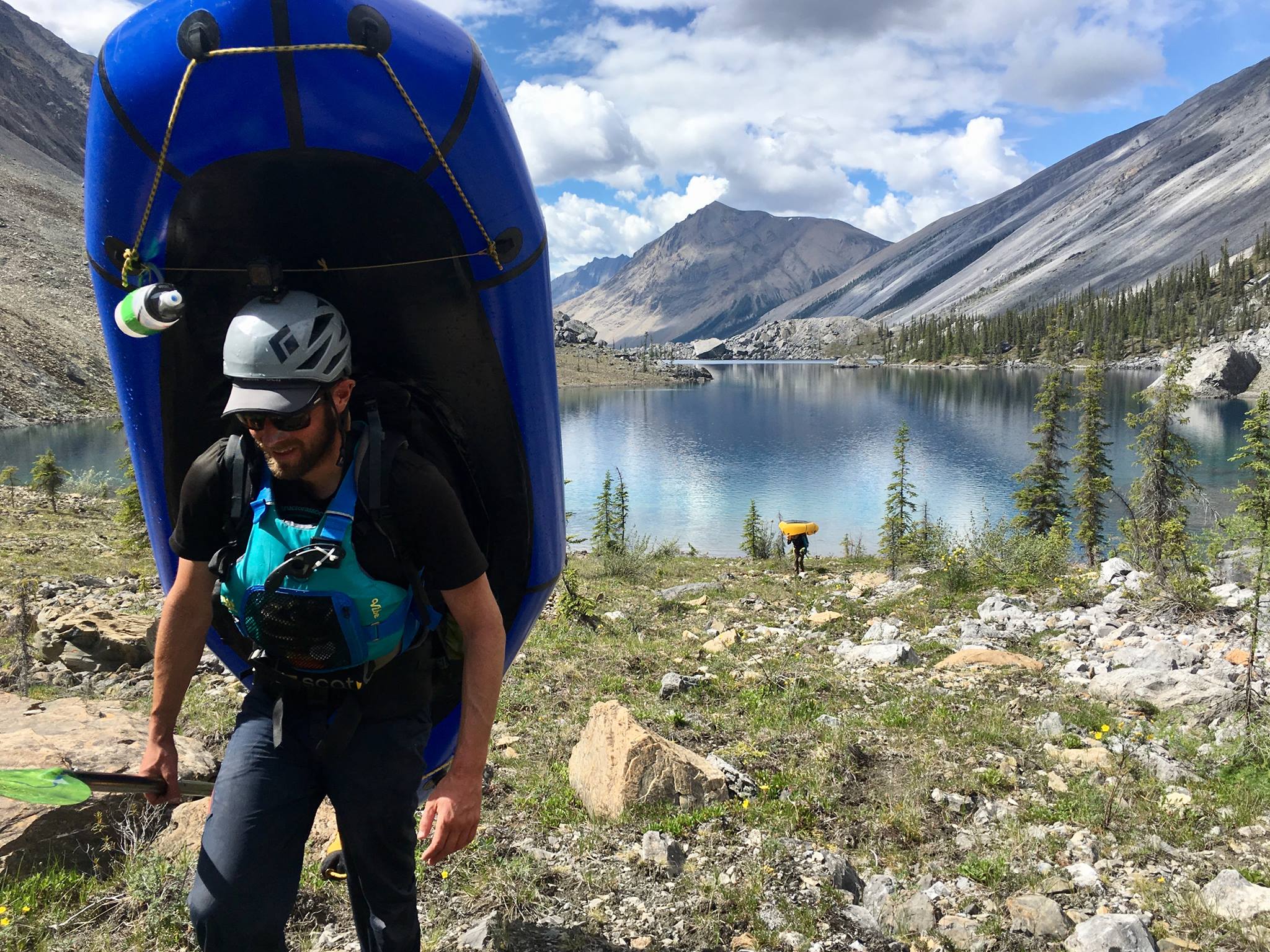 Carrying packrafts between chain of lakes