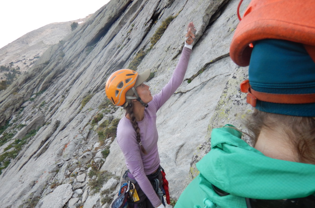 Preparing to traditional rock climb in the Wind River Range