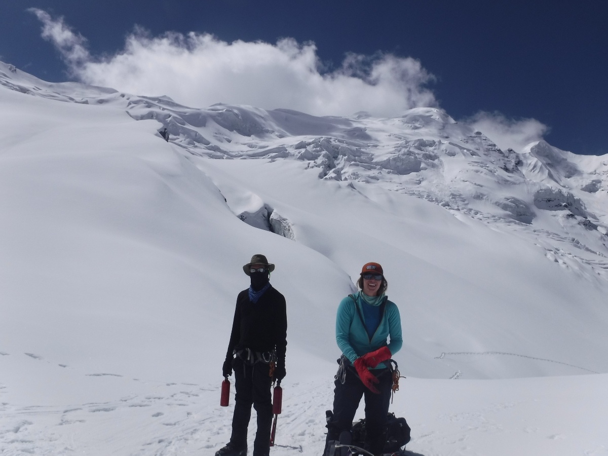 Two of my coursemates, Kurt Mueller (left) and Carey Faber (right), enjoying a moment to relax after an excellent morning ascent