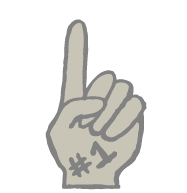 sketch of a hand labeled #1 with index finger raised