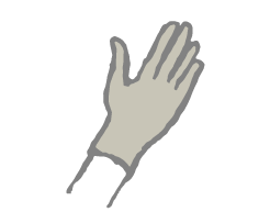 sketch of hand wearing glove