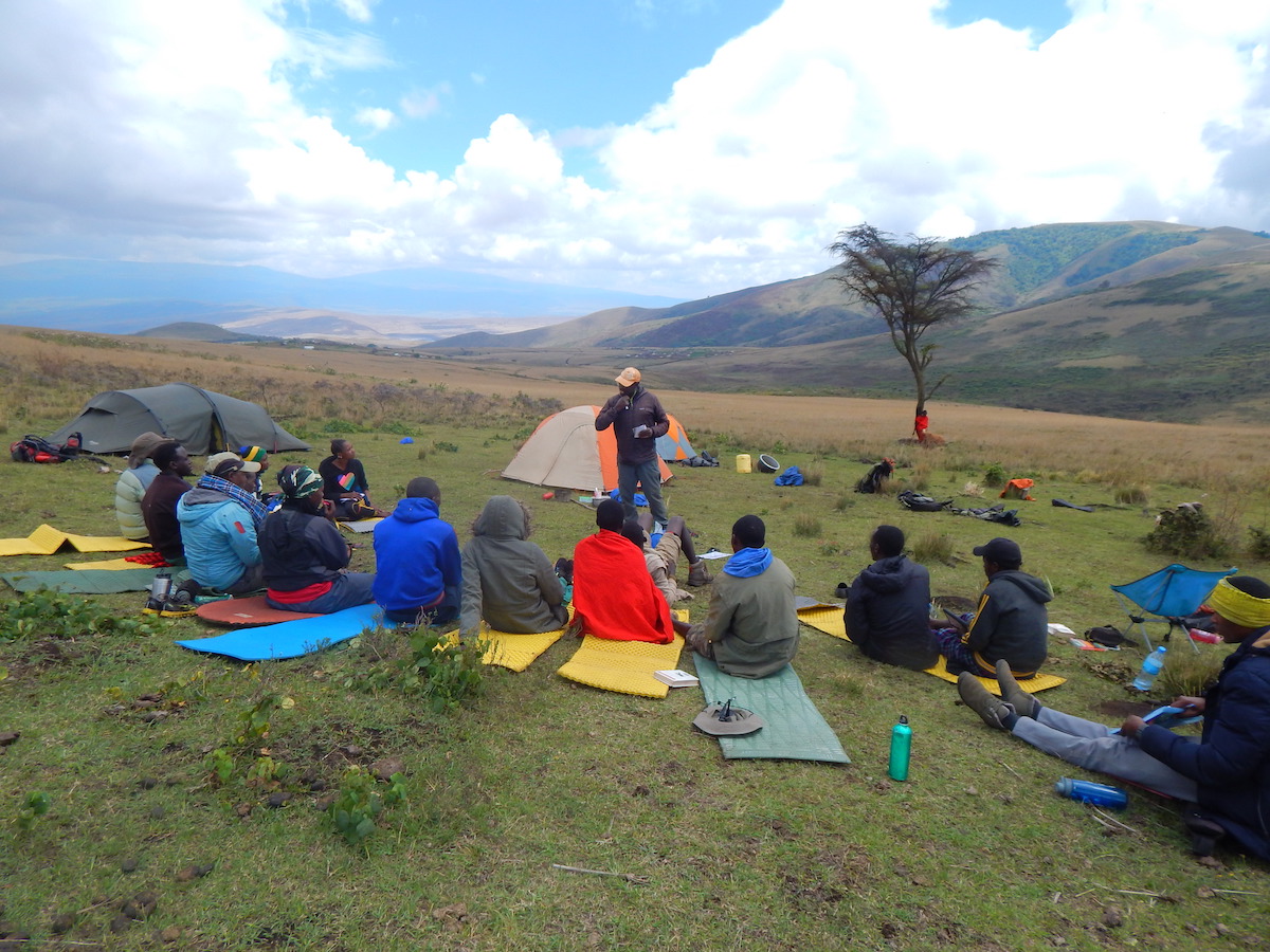 Group of students gathers for class