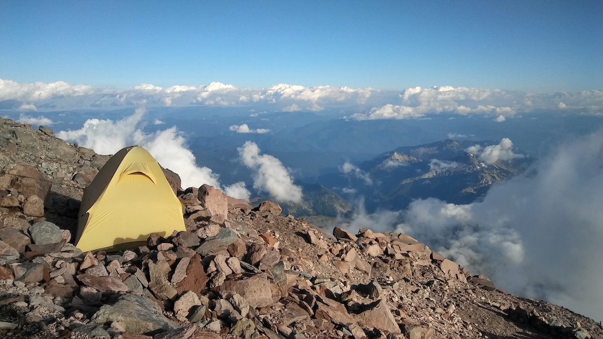 Tent at high camp on Mt. Rainier