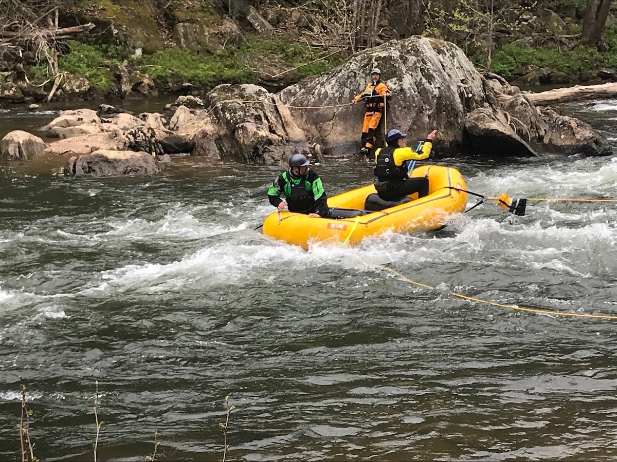 practicing swiftwater rescue