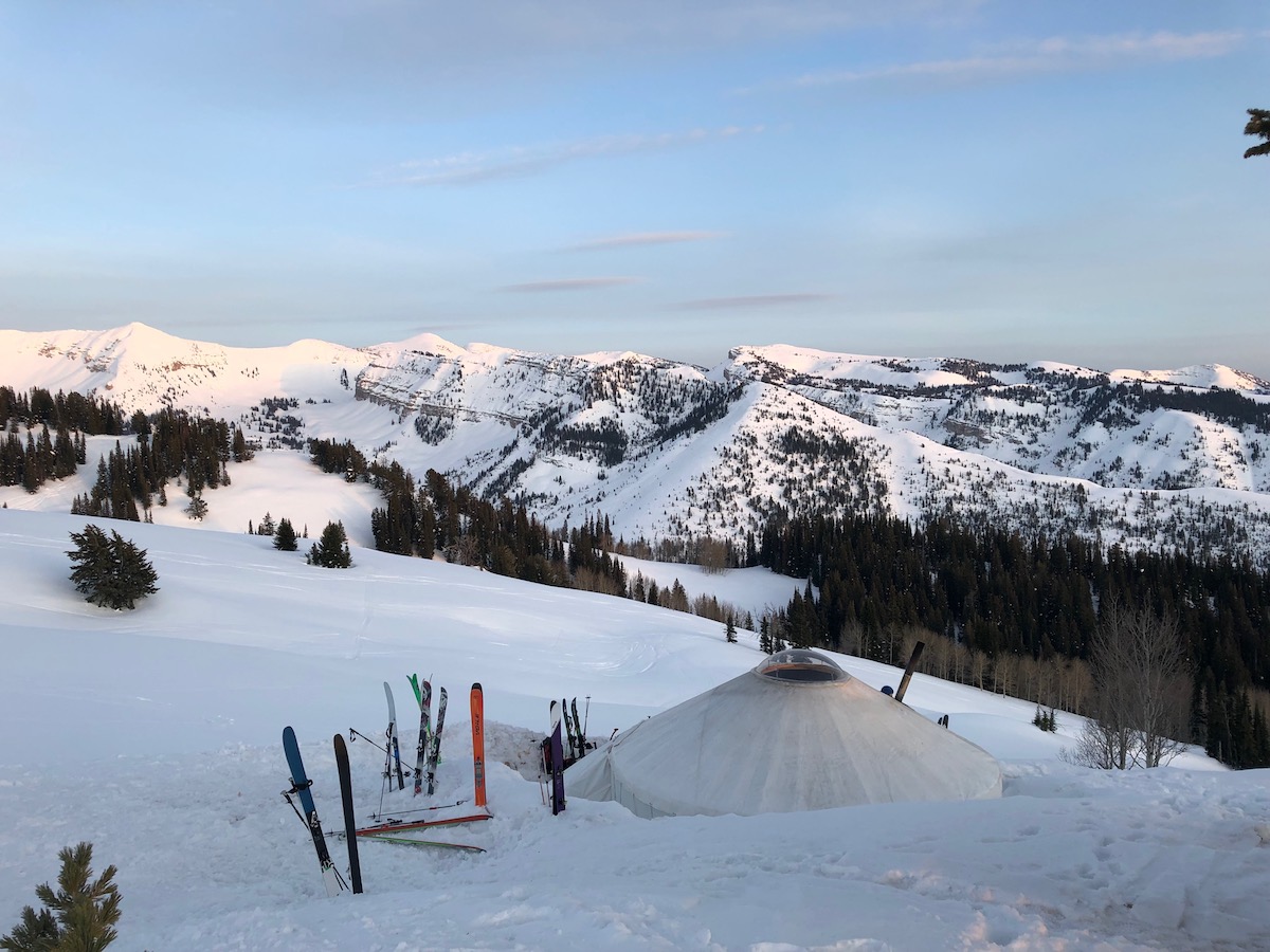 Yurt in the snow in the mountains