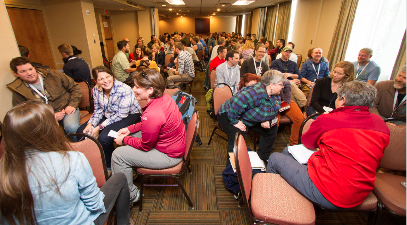 Small breakout group discussions during a presentation at 2017 WRMC