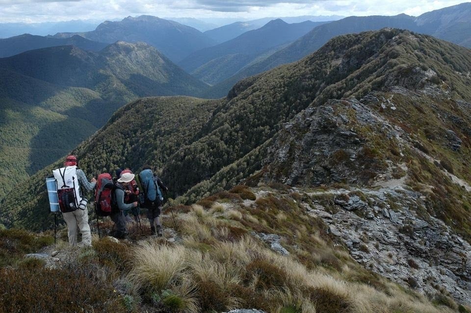 NOLS students hike in the mountains of New Zealand
