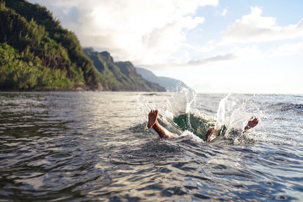 Splashing in the water