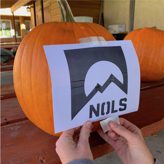 Stencil on top of a pumpkin